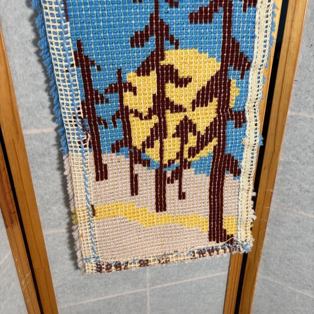 Vintage‎ Tufted Wall Hanging Art Trees Moon Sky Landscape Handmade Latch Hook
